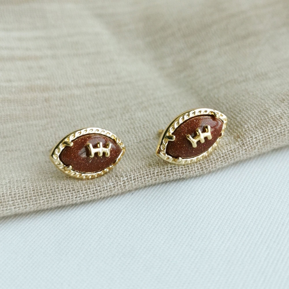 Kendra Scott Football Stud Earrings - Gold Orange Goldstone
